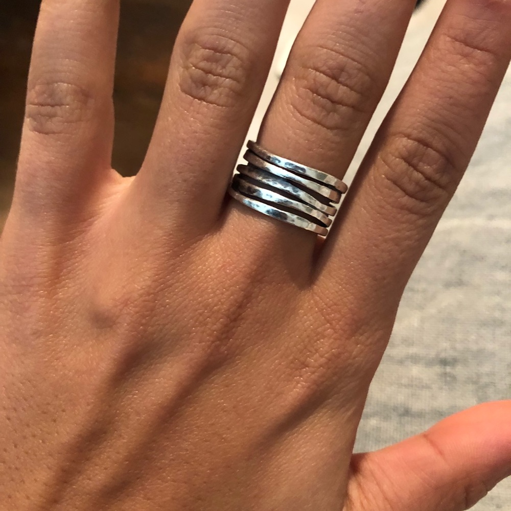 Stacked hammered James Avery ring